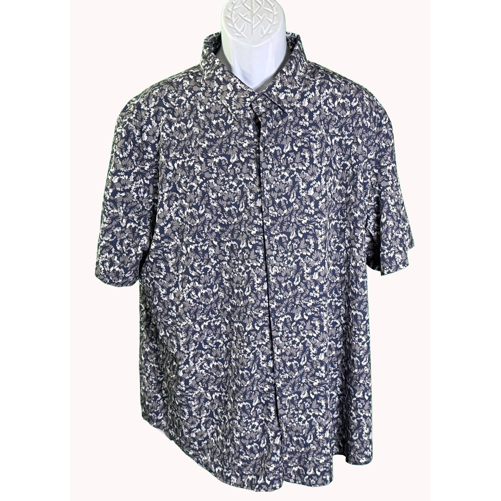 Copper & Oak Endurance Button Down Mens XXL Blue Floral Short Sleeve Shirt